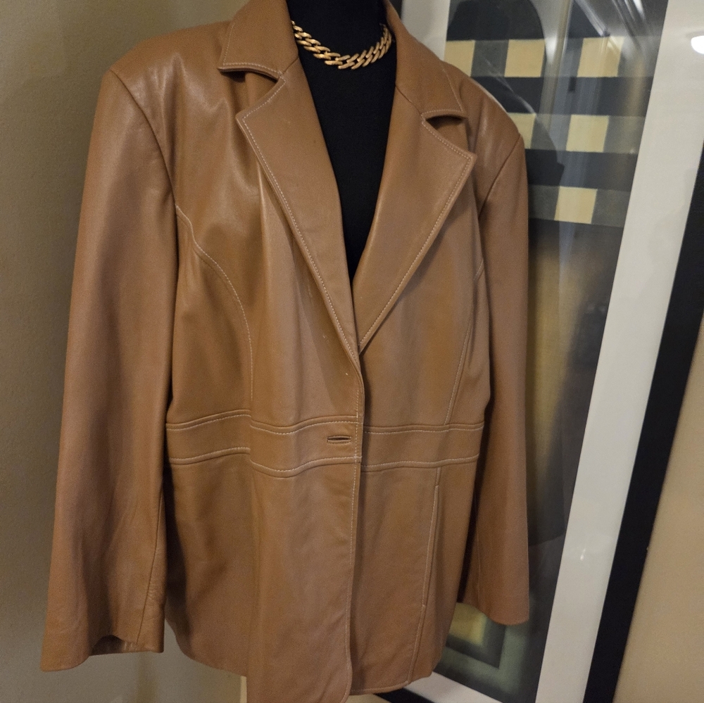 Vintage Plus Size Leather Jacket/Blazer. 3X, 30 Inches Pit To Pit